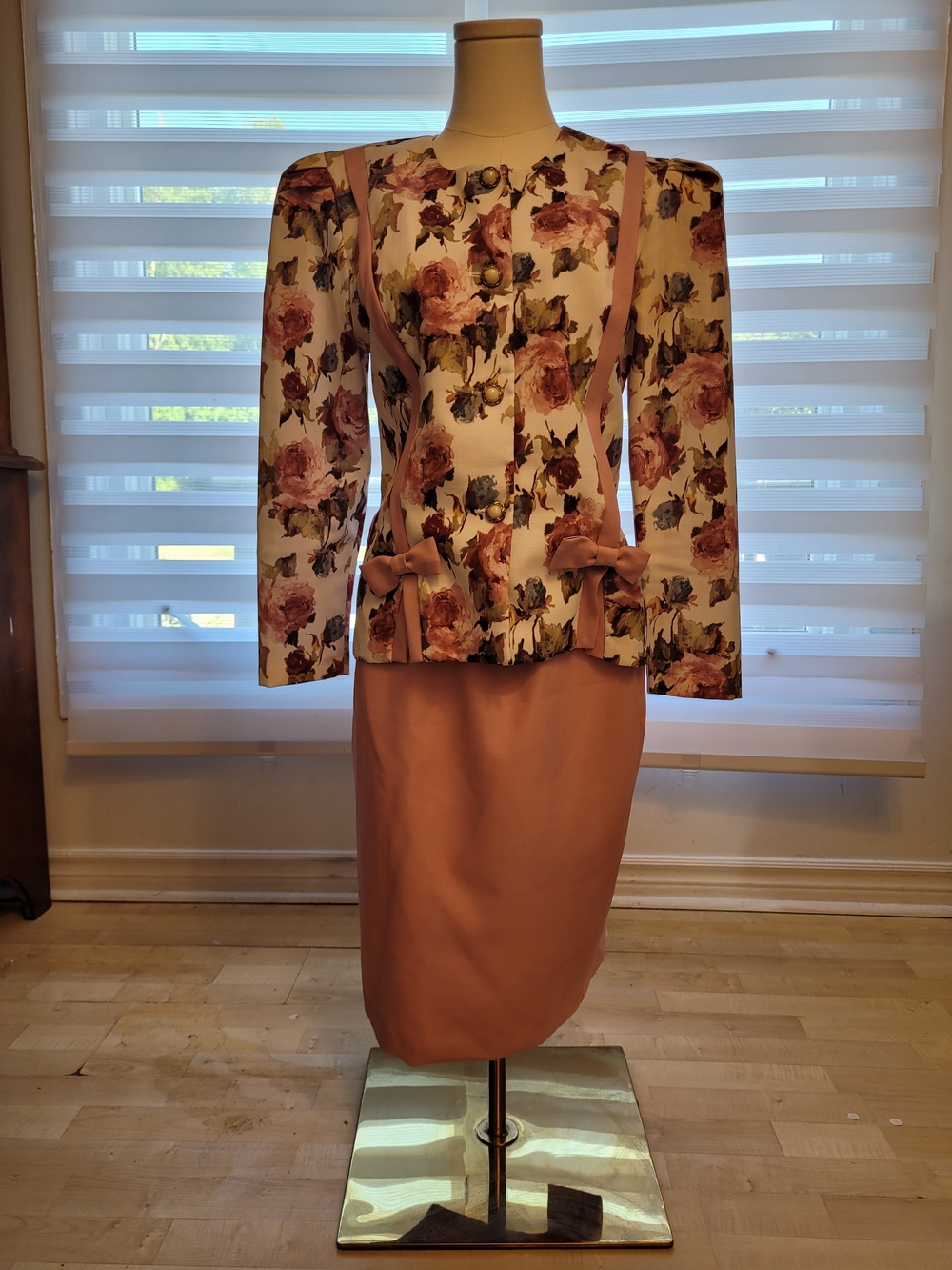 Floral Peplum Jacket in Blush Pink